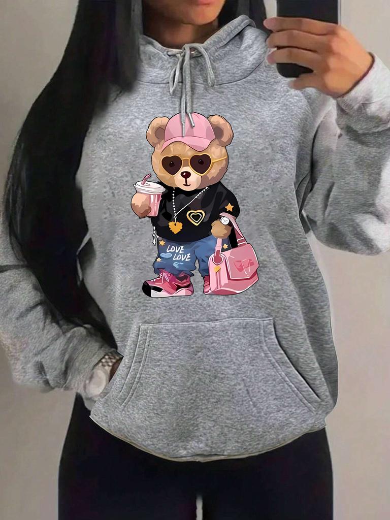 Cool Bären Schwester Muster Kreatives Design Damen Kleidung Kreativität Fleece Hoodie Harajuku Tasche Pullover Lustiger Herbst Kapuzenpullover