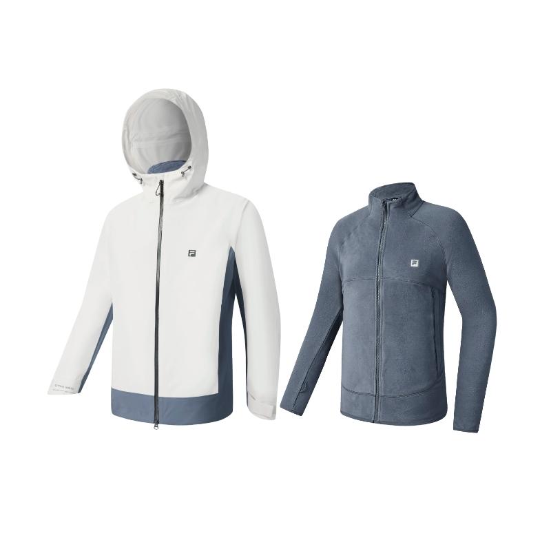 

FILA Fitness Breathable Shell Three-In-One Detachable Outdoor Sports Jacket Waterproof Windproof Breathable Durable Warm Unisex Jacket A51U541704F-WT XL
