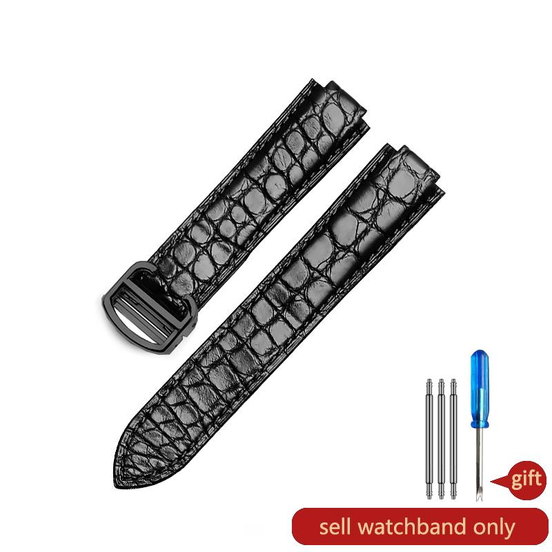 Pulseira de Couro Genuíno para Relógio Cartier Key Blue Balloon Masculina Pele de Crocodilo Feminina Boca Elevada Acessórios de Pulseira 12-20mm
