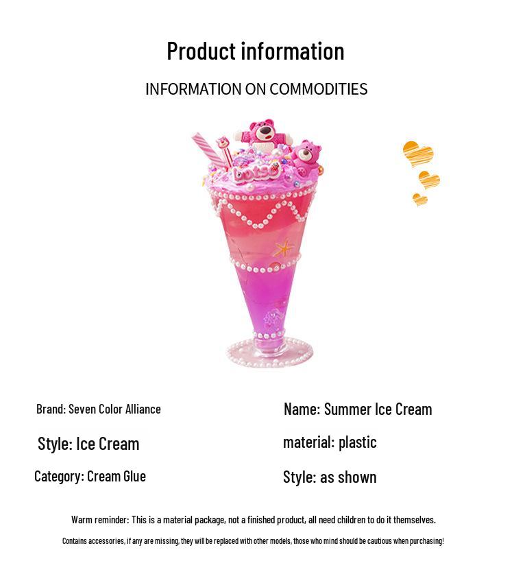 Kids' DIY Ice Cream Toy Set with Colored Clay & Crystal Mud