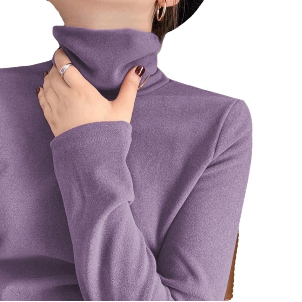 Solid Color Thermal Underwear High Collar Thermal Top Fashion Long-Sleeved T-Shirt for Women