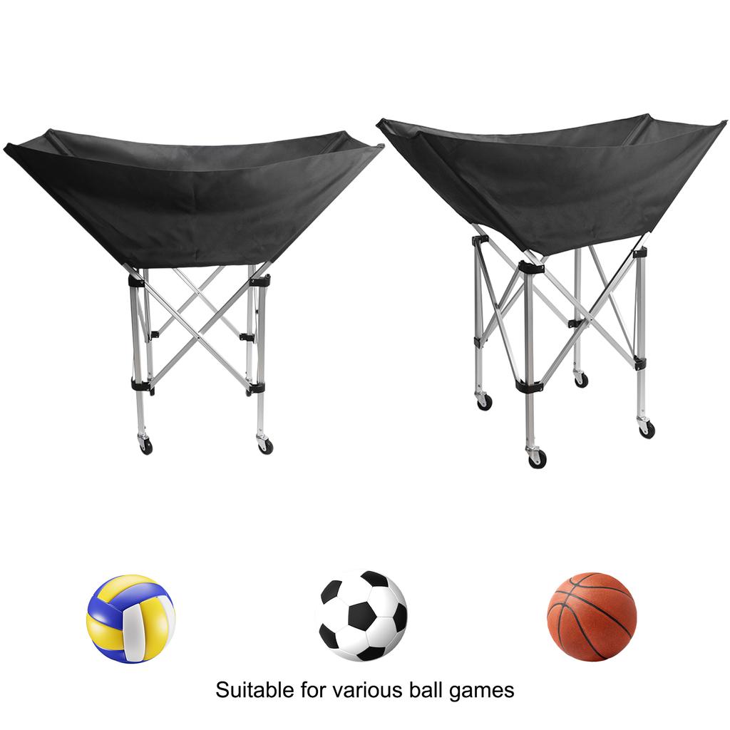 Hammock Football Cart Collapsible Volleyball Wheeled Cart Training Equipment Rolling Ball Holder Basketball Storage Organizer