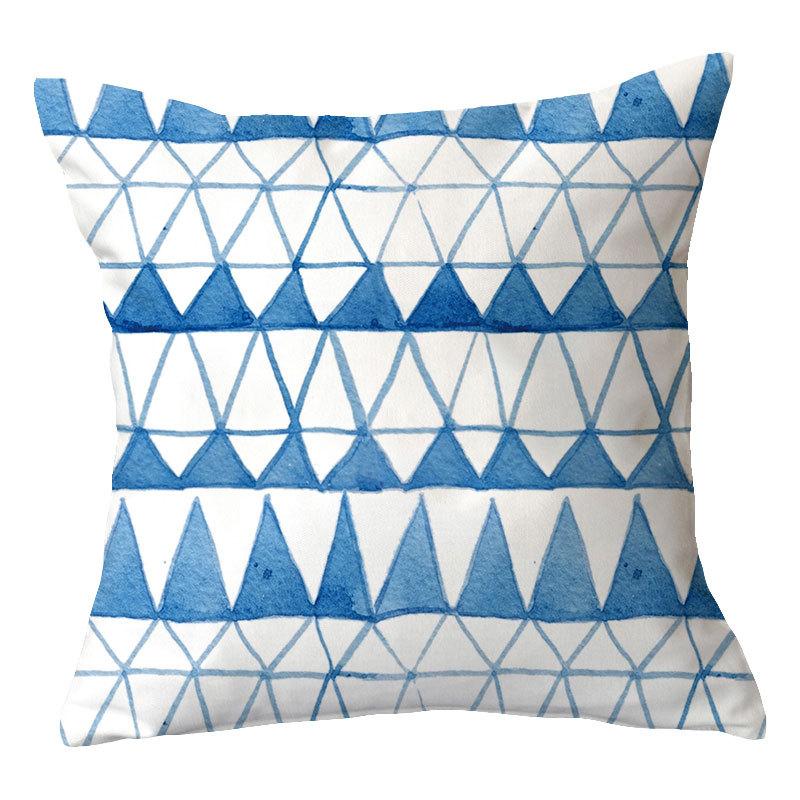Simple New Blue Geometric Plush Pillowcase Home Fabric Sofa Pillow Cushion Cover Design