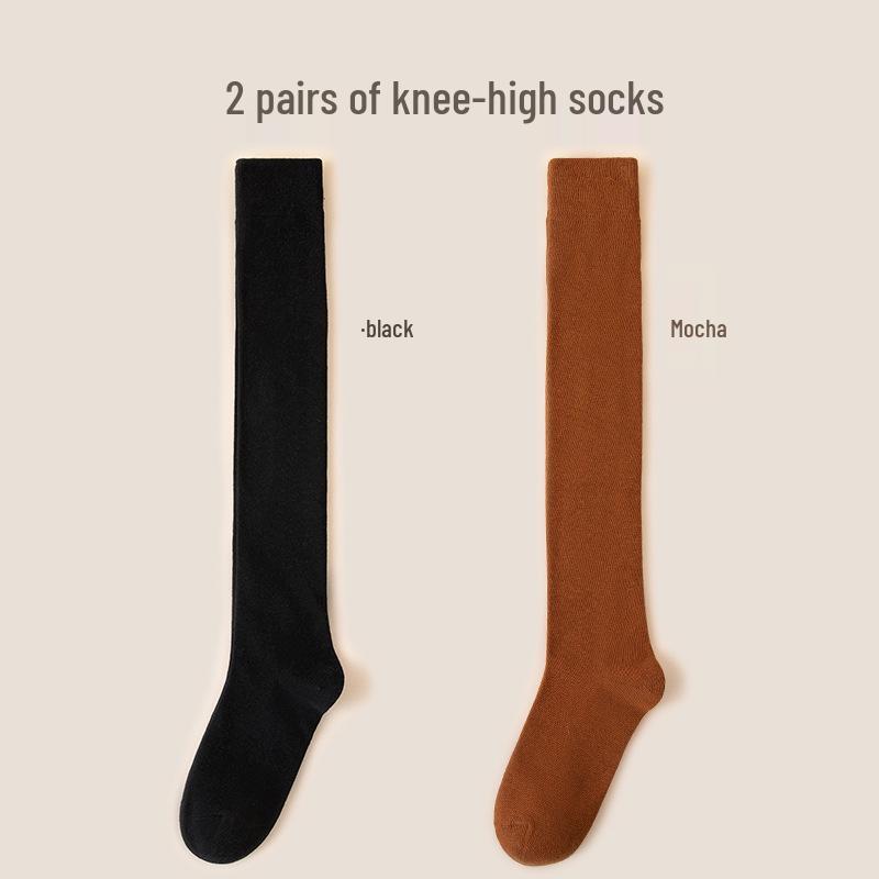 Women's Premium Cotton Mid-Calf & Thigh-High Socks: Versatile for All Seasons, Black