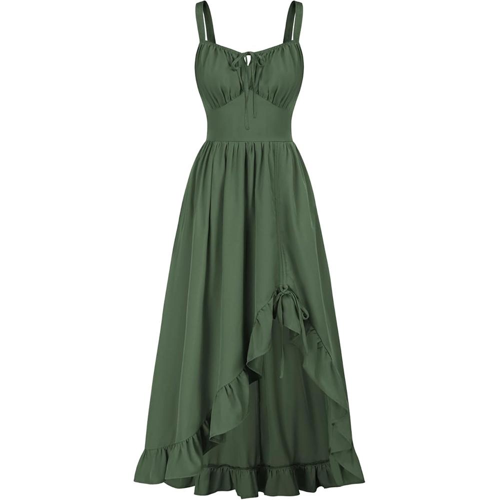 Renaissance Dress Women Summer Sleeveless Corset Sundress with Pockets