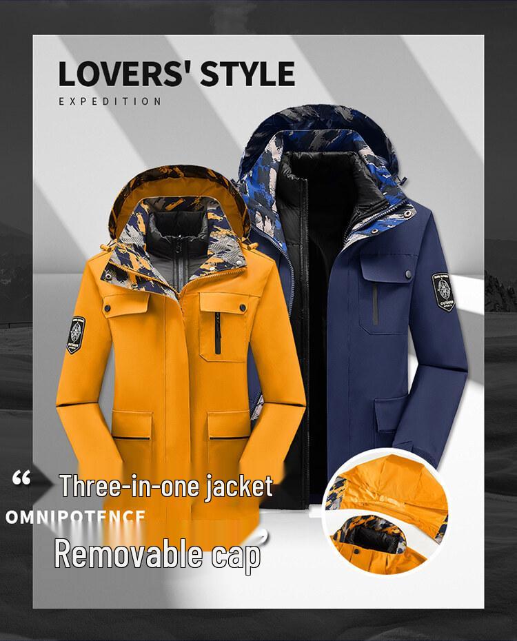 Two-Piece Waterproof Windproof Outdoor Couples Jacket with Cotton Padding