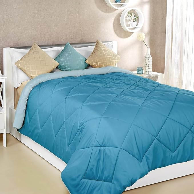 Microfibre Reversible Comforter, Double (Subtle Beige & Walnut Brown, 200 GSM), 50 TC