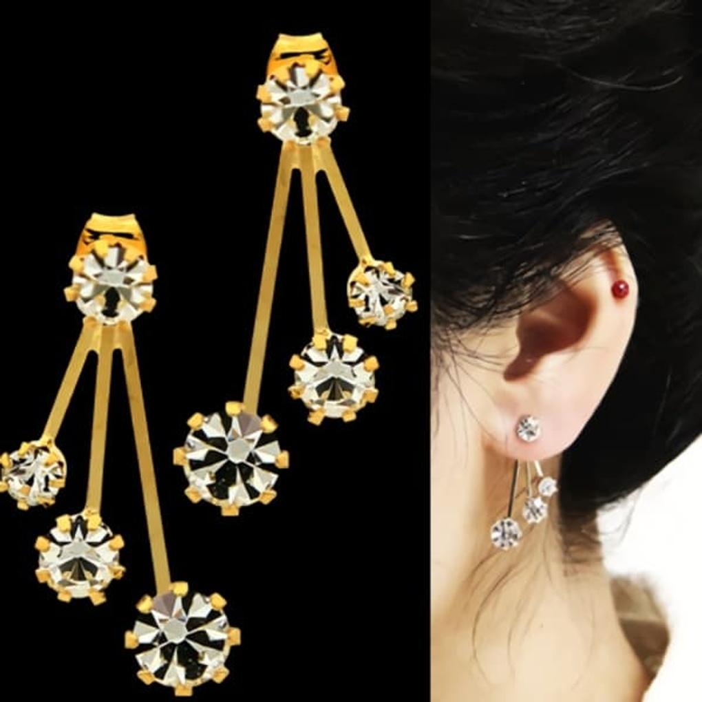 Women's Daily 14KGP Line Cubic Earrings