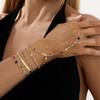 Ingemark 5Pcs/Set Elegant Colorful Zircon Bracelet for Women Fashion Exquisite Finger Ring Connect Bangle Party Jewelry Gifts
