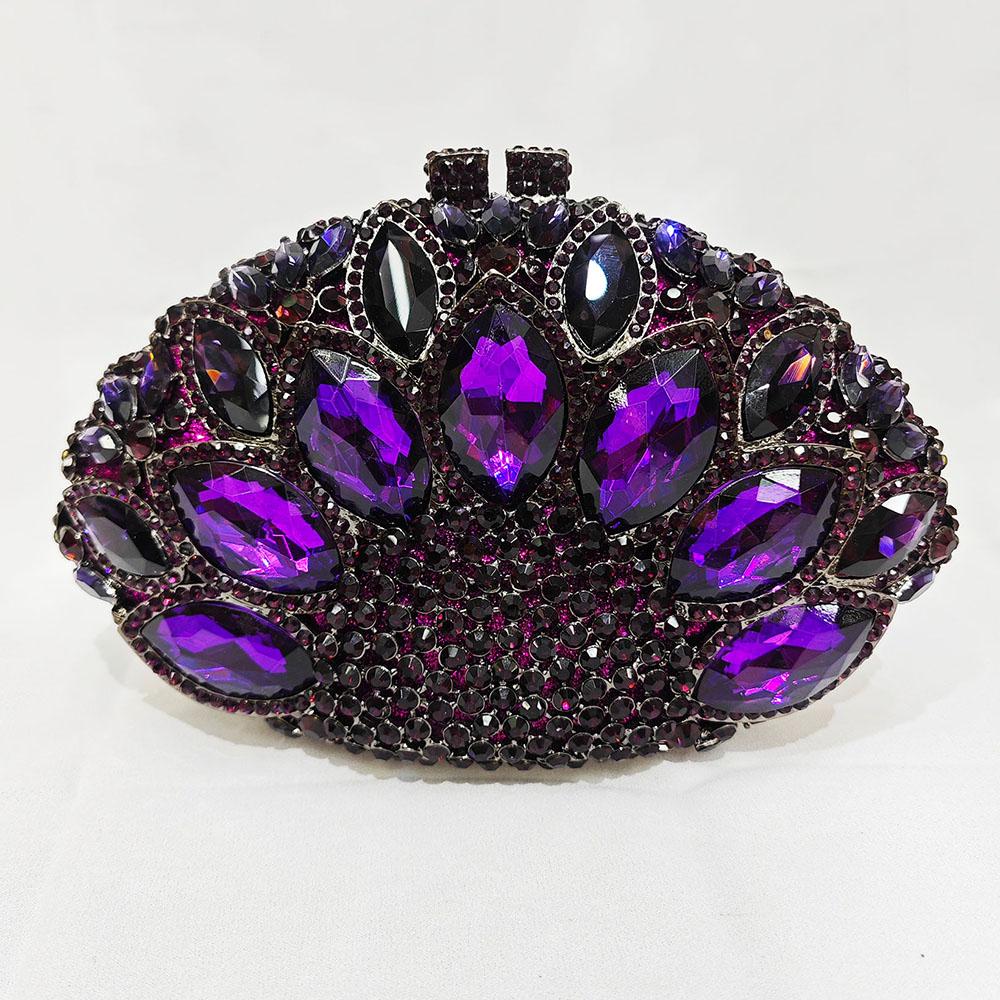 Fan Big Stone Rhinestone Wedding Purse White Clear Evening Bridal Clutch Luxury Women’s Crystal Party Prom Handbag Formal Bag