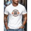 Camiseta Casual de Verano para Hombre con Logo y Patrón de la Ruta 66 de América, Cuello Redondo, Manga Corta