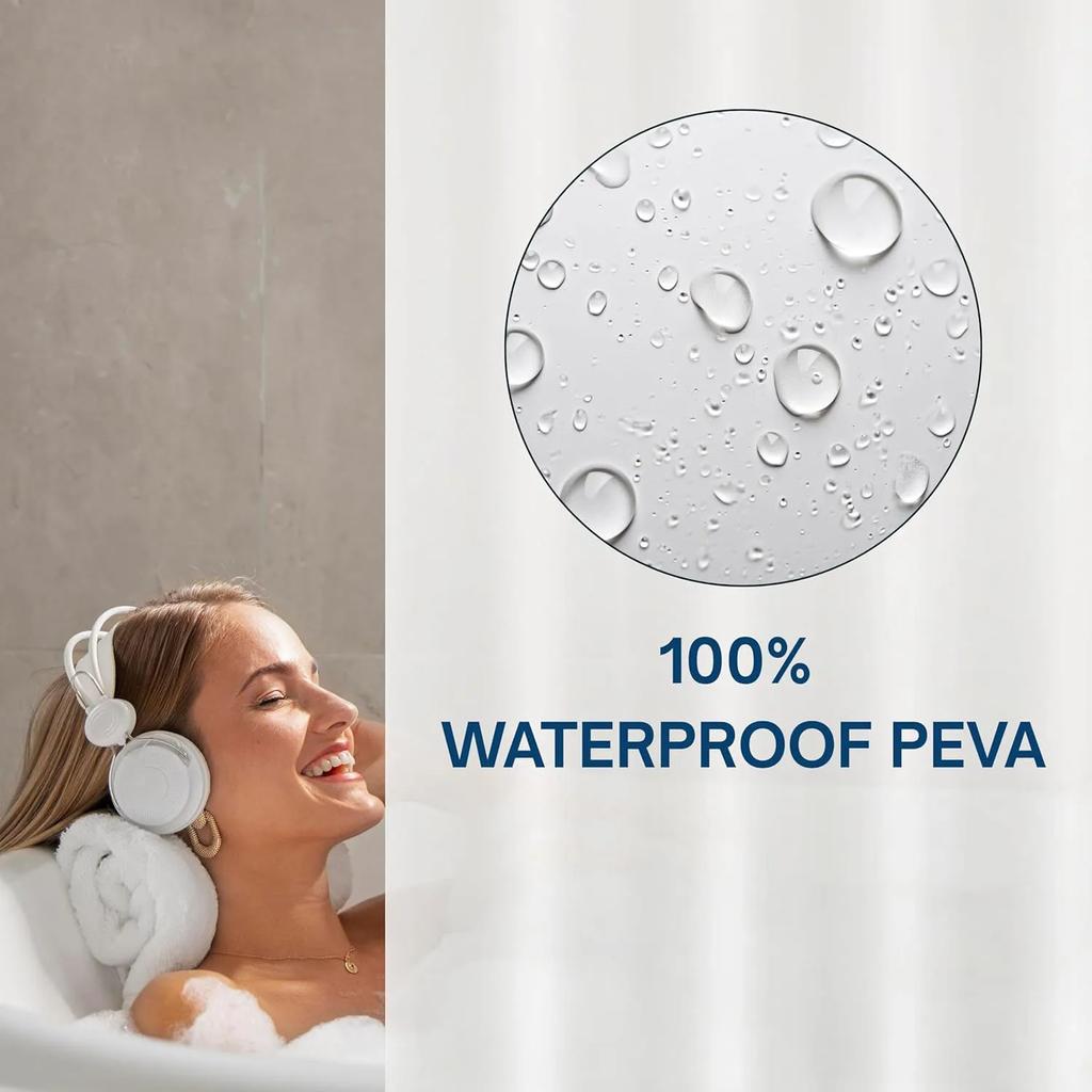 White PEVA Shower Curtain Liner Simple Plastic Waterproof Bath Curtain Pad for Modern Neutral Hotel Bathroom Decor