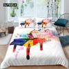 Piano Pattern Duvet Cover Microfiber Classic Music Themed 2/3Pcs Bedding Set Musical Pattern Geometric Stripe King Quilt Cover