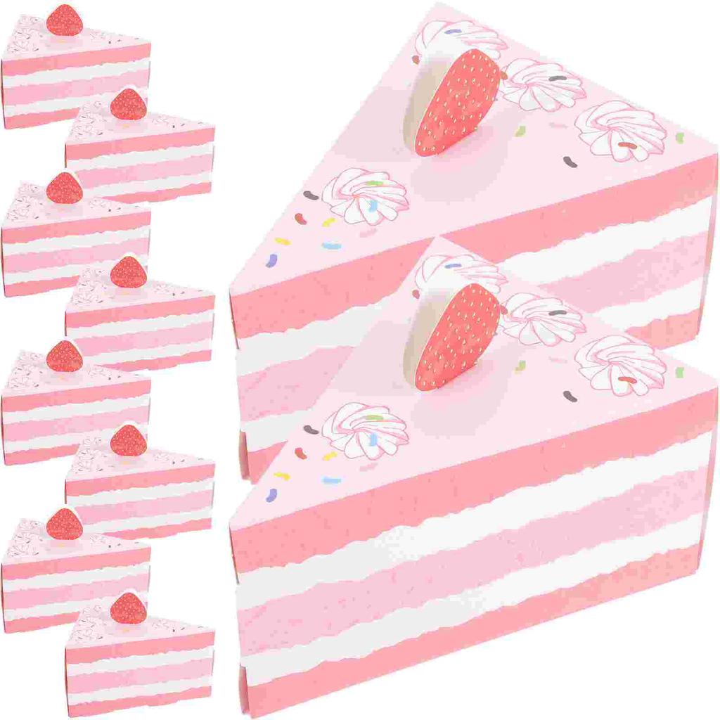 10 Pcs Triangular Cake Shape Birthday Party Creative Gift Box Favor Boxes Kraft Paper Case Bride Candy Holder