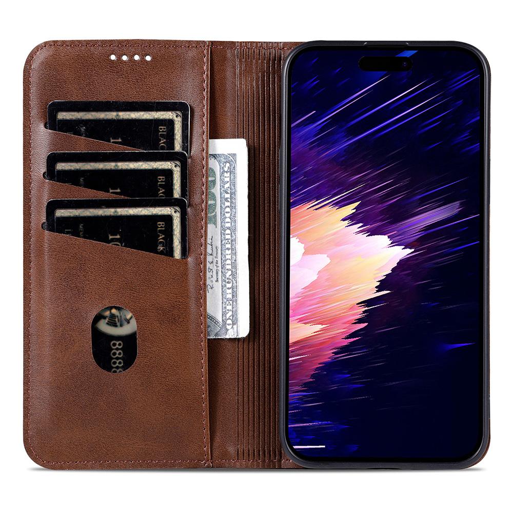 AZNS For iPhone 17 Pro Case Cowhide Texture PU Leather Wallet Phone Cover