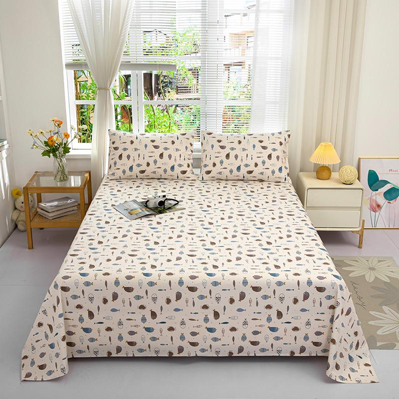 Cotton Thickened Bed Sheet 1pc Plant Flowers Printed Single Double Top King Sheets Pure Cotton Single Size Kids Bed Linen