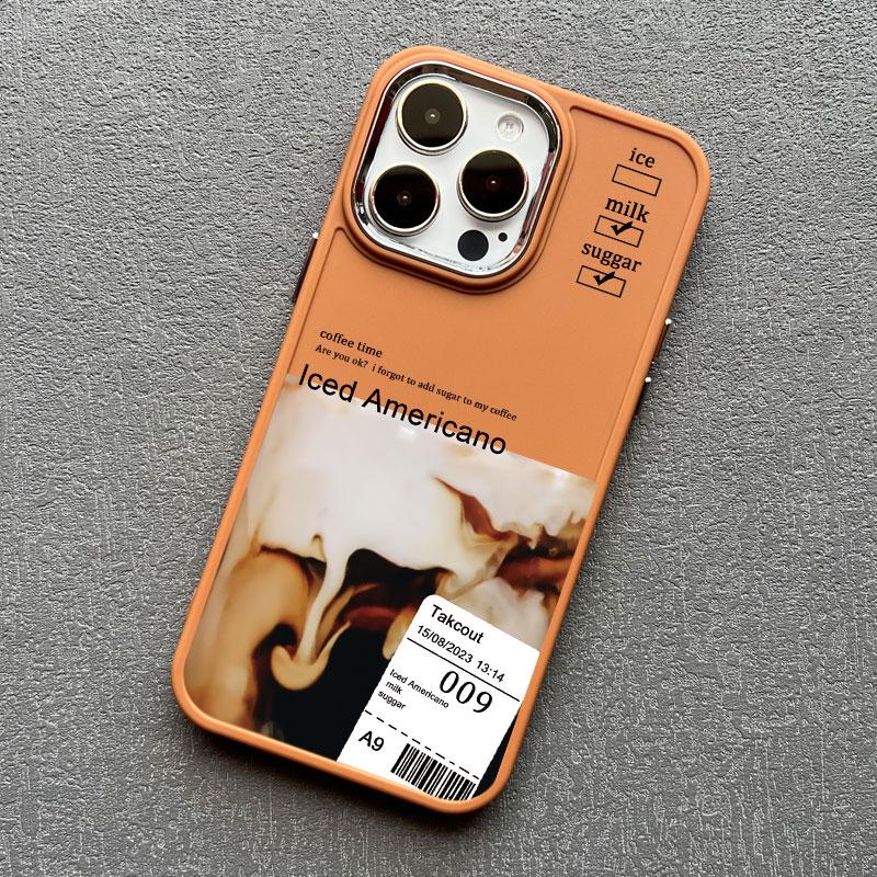 Brown Ice Latte American Coffee Phone Case for Iphone 12 11 14 13 15 16 Pro Max Mini X XR XS 7 8 Plus SE2 Shockproof Print Cover