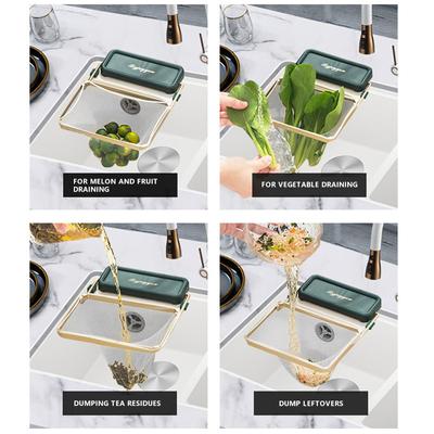 Estante de filtro para fregadero, colador plegable para fregadero de cocina, soporte para bolsa de malla, estante de red para residuos de basura, bolsa de malla para basura desechable antiobstrucción