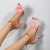 Metal Chain Stiletto Sandals Fashion Pointed Toe Open Toe Plush Non-Slip Wear-Resistant High Heels
