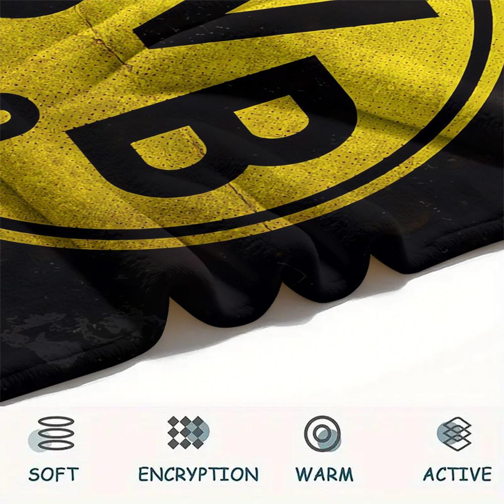Borussia Dortmund Logo Print Flannel Blanket, High Quality Comfortable for All Seasons, Home Decor, Warmth and Comfort, Perfect for Christmas Gifts