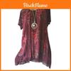 Damenmode Oversize Spitzen-Patchwork-Bluse mit elegantem Blumendruck Kurzararm