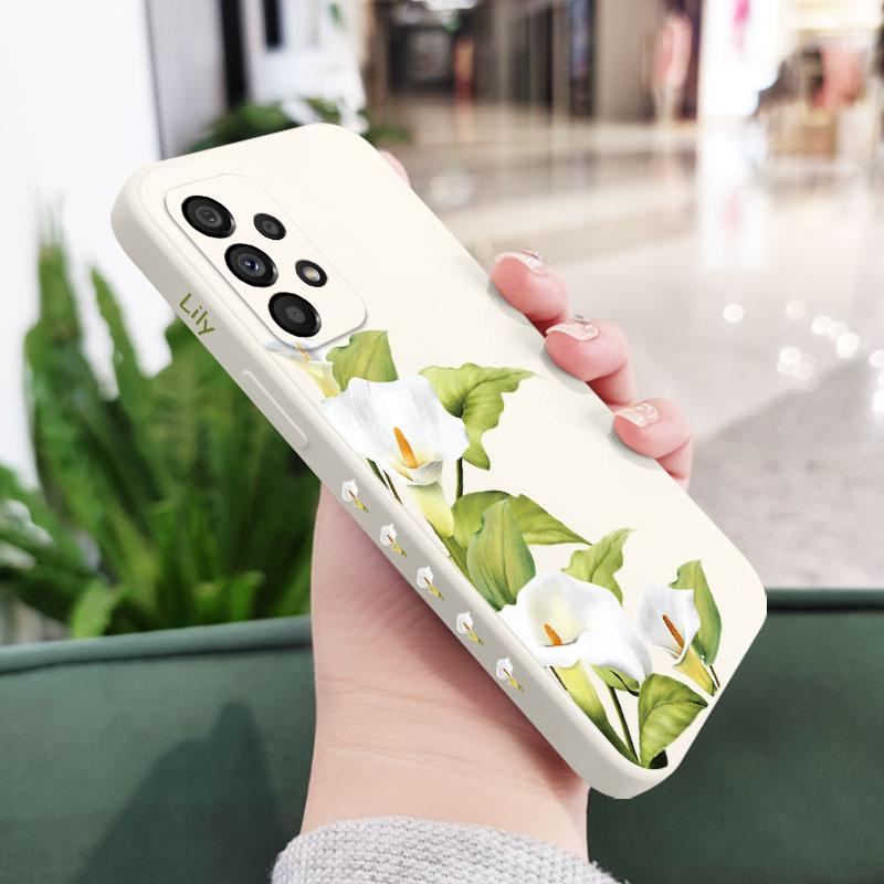 Green Lily Phone Case For Samsung A16 A06 A73 A53 A33 A23 A15 A25 A35 A55 A13 A03S A04 A04S A72 A52S A32 A22 A12 4G 5G
