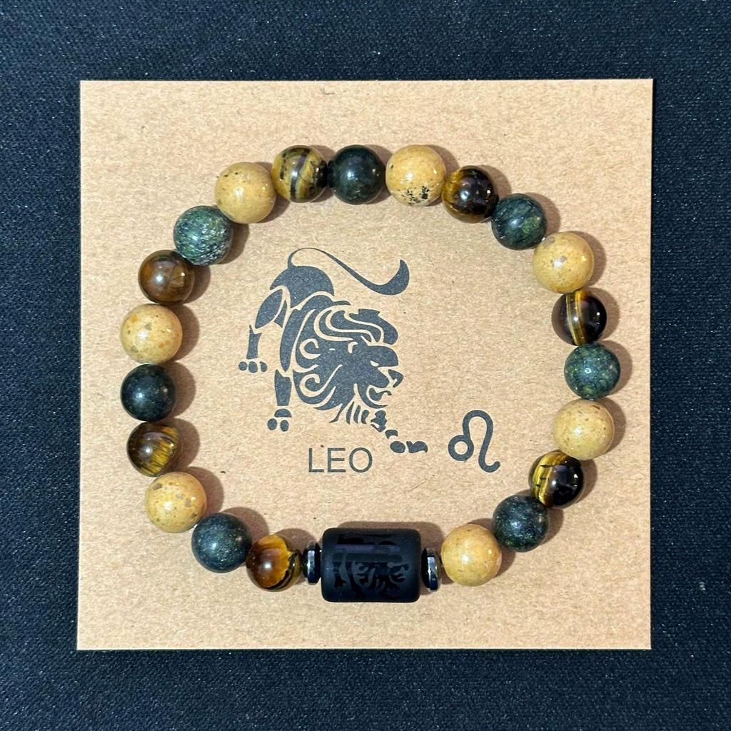 Twelve Constellations Elastic Bracelet with Tiger Eye and Agate Beads