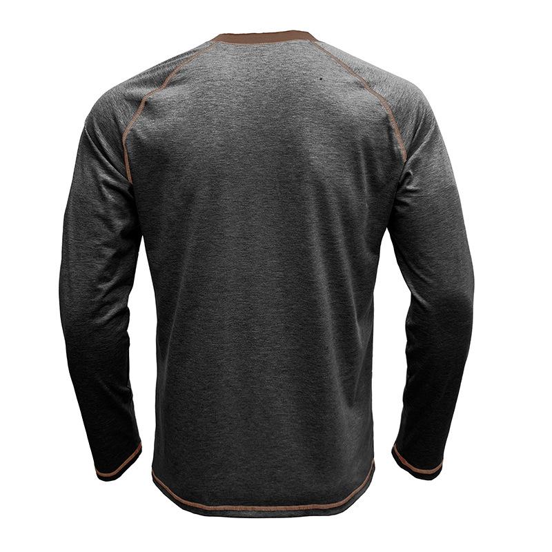 Herrenhemden, lange Ärmel, Pullover, Baumwolle, Henley-Hemd, Farbblock, Rundhalsausschnitt, Knöpfe, Unterhemd, Frühling und Herbst, Freizeitkleidung