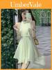 French Lady Irregular Waistless Chiffon Dress With Halter Neck For Summer Fashion