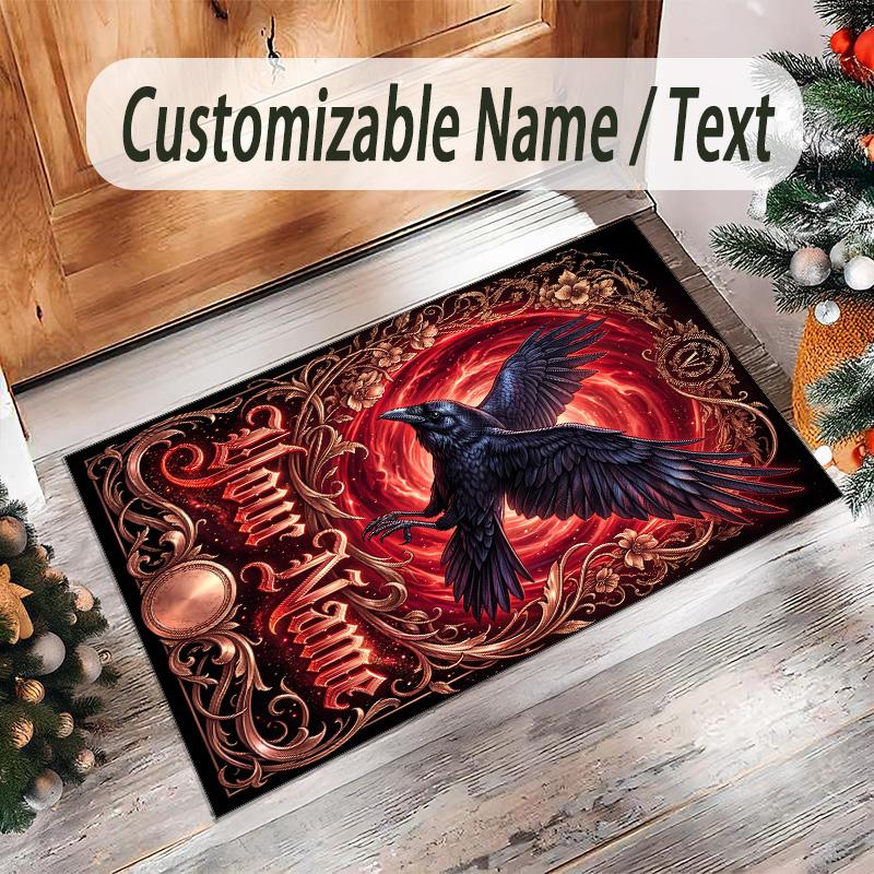 Space Cosmic Theme Crystal Velvet Rug Personalized Custom Name Text Soft Floor Mat Home Decor