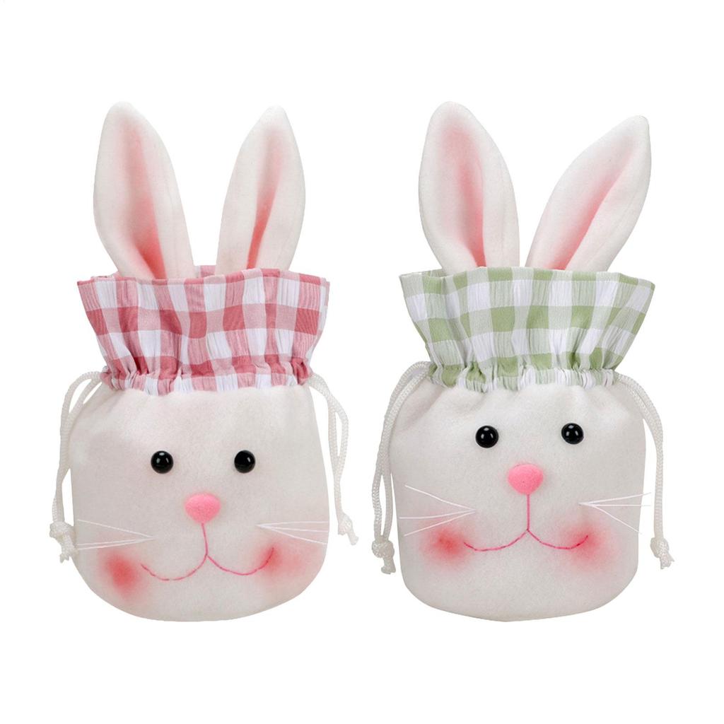 Easter Rabbit Candy Bag Large Cute Long Ears Bunny Plush Drawstring Gift Bag Easter Treat Bags Spring Decor For Kids Boys Girls