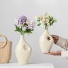 Beige Minimalist Ceramic Vase for Modern Home Decor and Flower Arrangement
