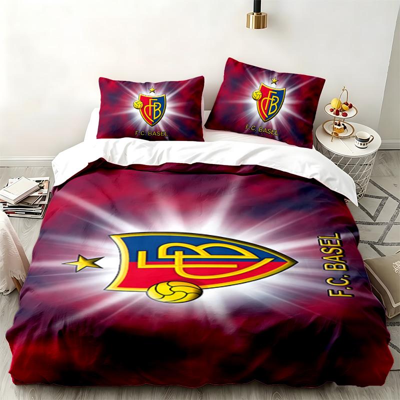 FC Basel 3pc Set Perfect for Bedroom Use Comfortable Bedding Set Includes a Duvet Cover and Two Pillowcases Ideal Birthday or Christmas Gift