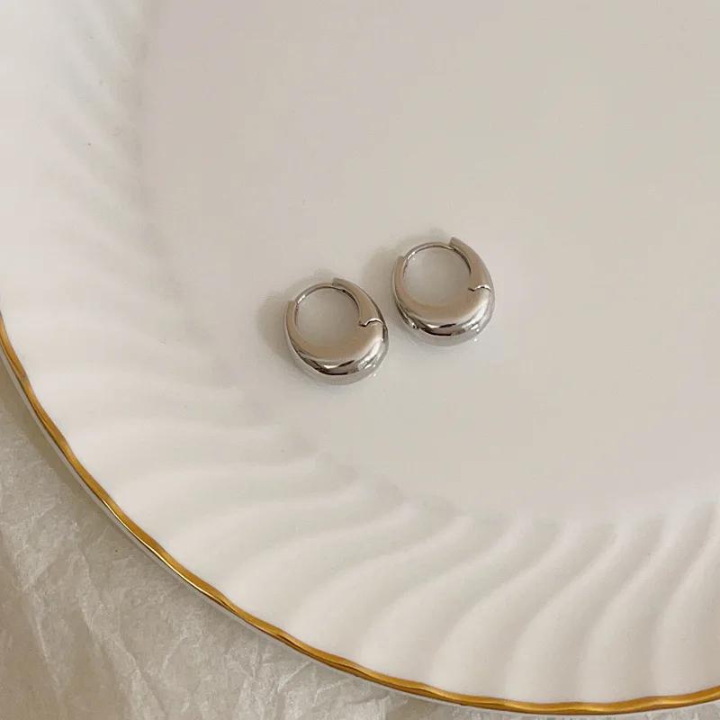 Vintage Chunky Dome Drop Earrings For Women Gold Plated Stainless Steel Round Circle Hoops Earrings Prevent Allergy Zircon Gift