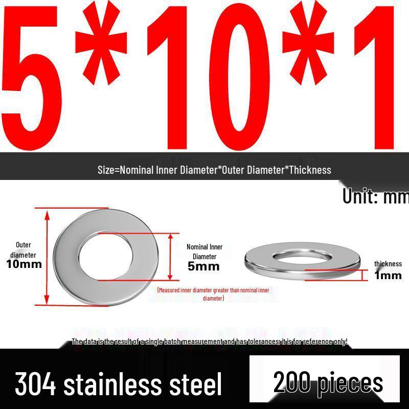 Thickened 304 Stainless Steel Flat Washer Spacer (M2-M36)