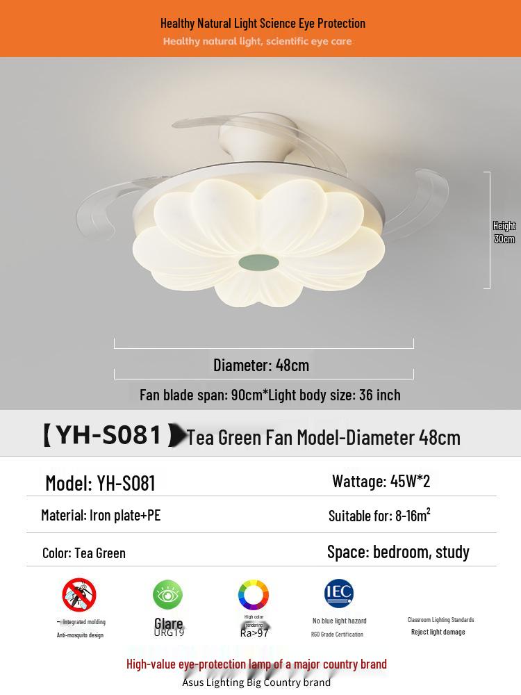 Modern Minimalist French Flower Ceiling Fan Light for Children's Bedroom or Dining Room