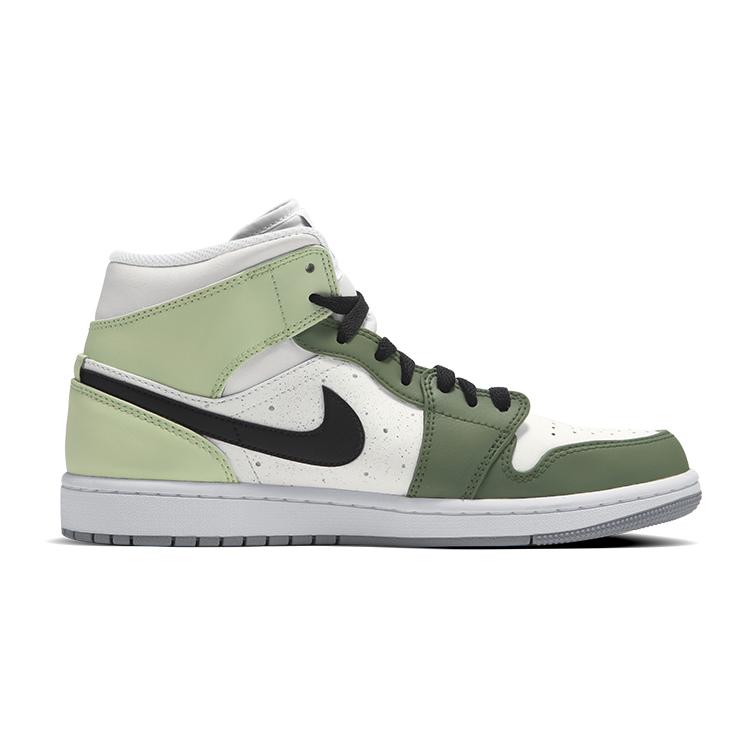 Jordan Air Jordan 1 Mid Leather Slip Resistant Abrasion Resistant High top Vintage Basketball Shoes Women's Green BQ6472-115(Team24-)