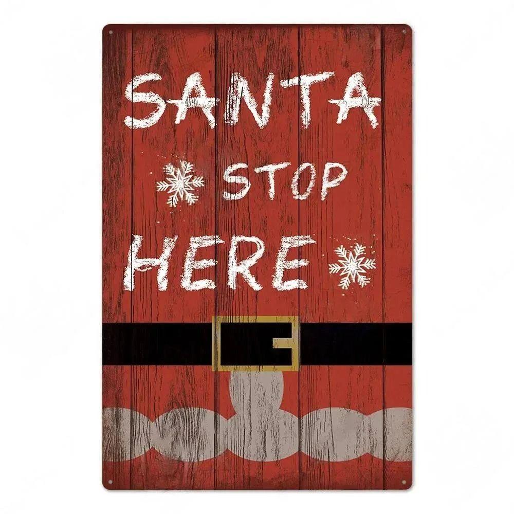 Vintage Christmas Metal Tin Sign Home Festive Wall Decor
