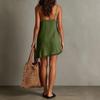 Abito Colorato da Donna con Bordi, Scollo a V e Spalline Sottili per Uso Casual