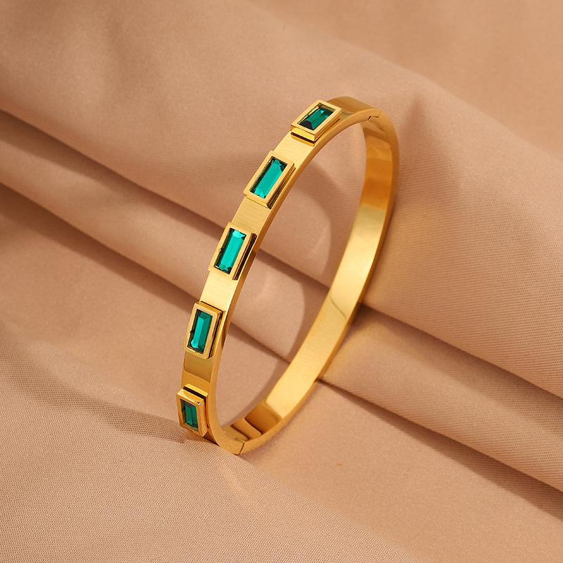 European and American Fashionable Square Emerald Opening Women's High Version Design Versatile Jewelry Bracelet