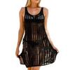 Bikini Cover Up Hollow Out V Neck Summer Sleeveless Slit Beach Dress Beachwear