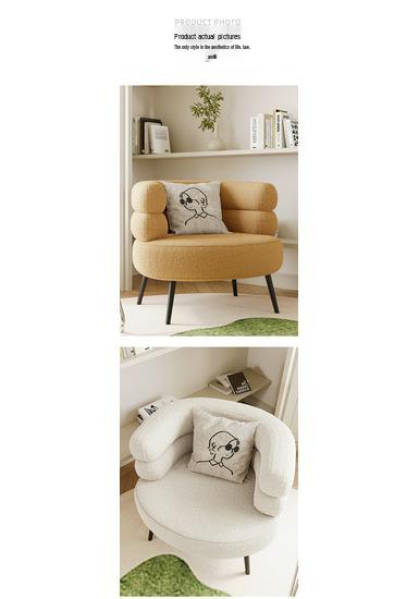 Nordic Lambswool Casual Chair: Comfy Makeup Seat & Home Sofa with Light Luxury Round Stool