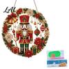 Holiday Themed Craft Kits Christmas Faux Diamond Art Ornament DIY Santa Claus Sun Catcher Kit Rhinestone Crafts for Adults Xmas Wreath Hanging