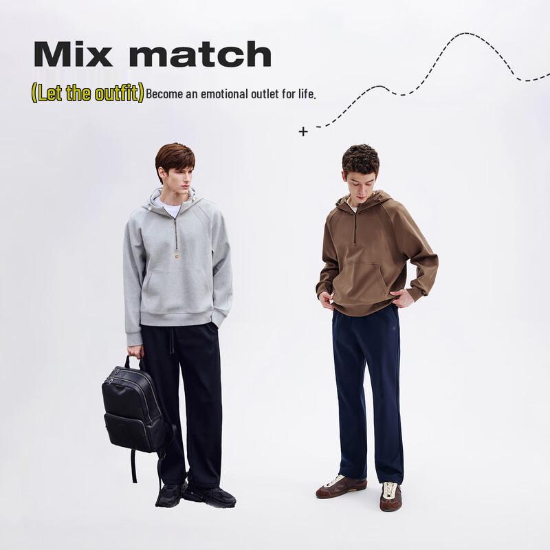 NVG·YOUNG Unisex Half-Zip Hooded Cotton Sweatshirt