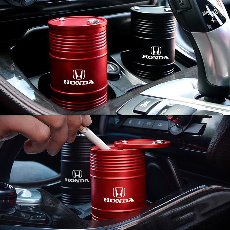 CKNJU1 Oil Drum Styling Car Ashtray Aluminum Cigarette Butt Box For Honda Civic Accord Crosstour Spirior Odyssey Avancier UR-V Sienna