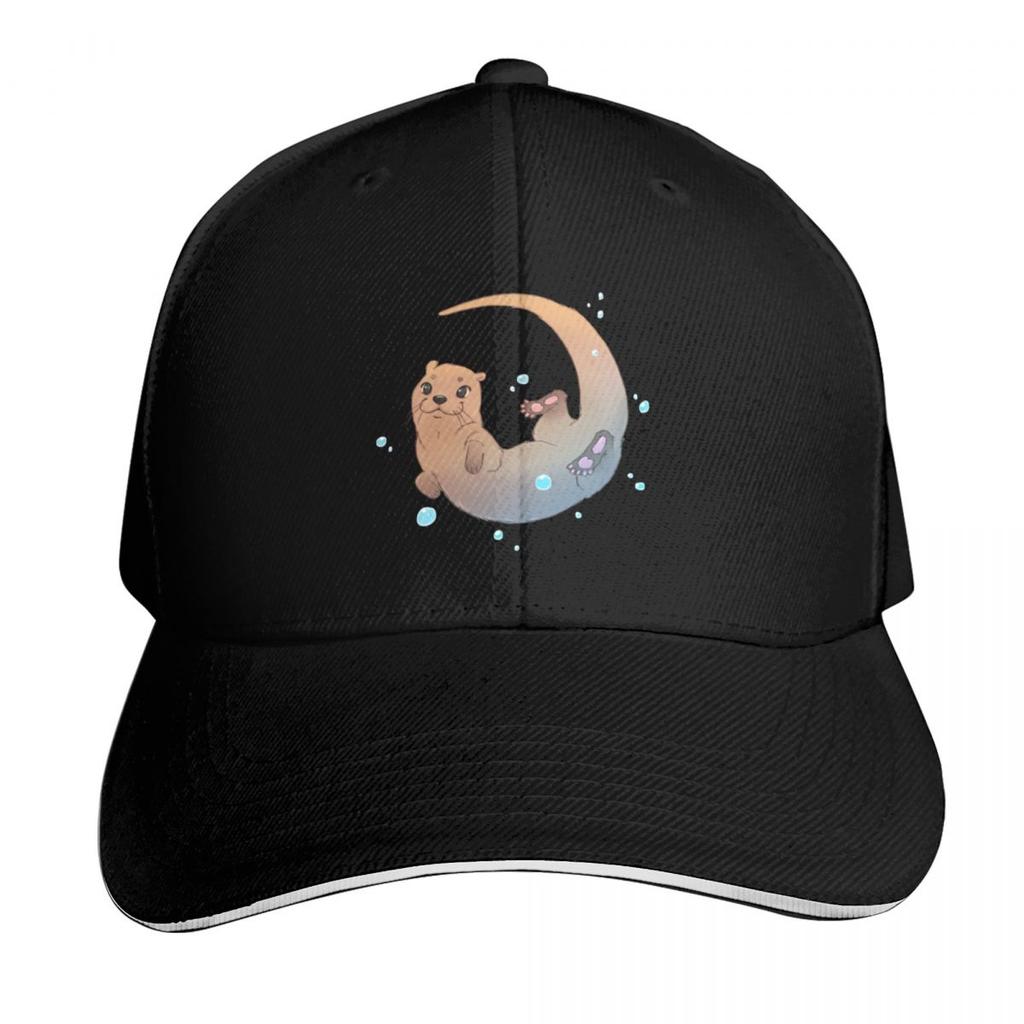 Playful Otter Circle Baseball Cap Beach Outing Designer Cap Golf Trucker Hat Ladies Unisexs