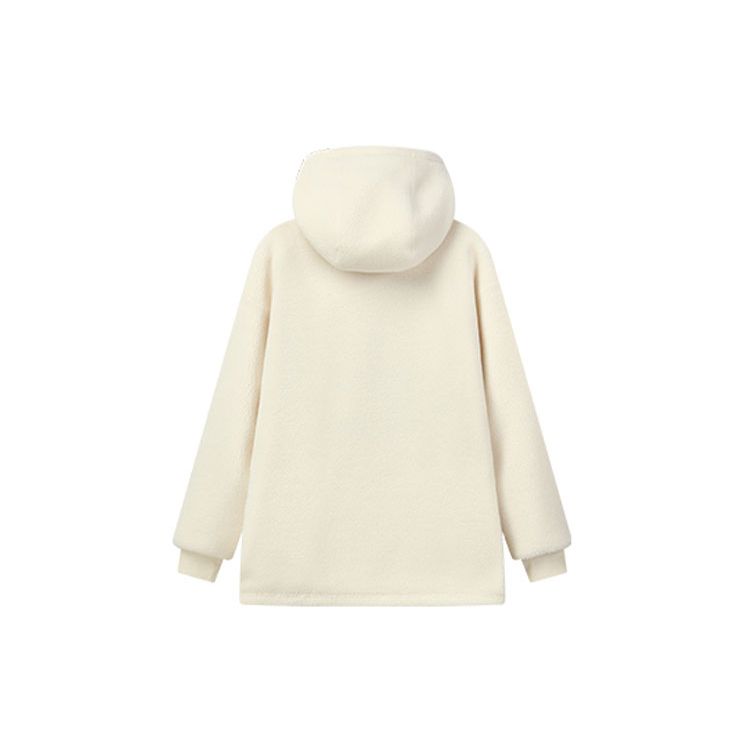 FILA Faux Lamb Wool Warm Pullover Hoodie Men hoodies White F11U149208F-IV