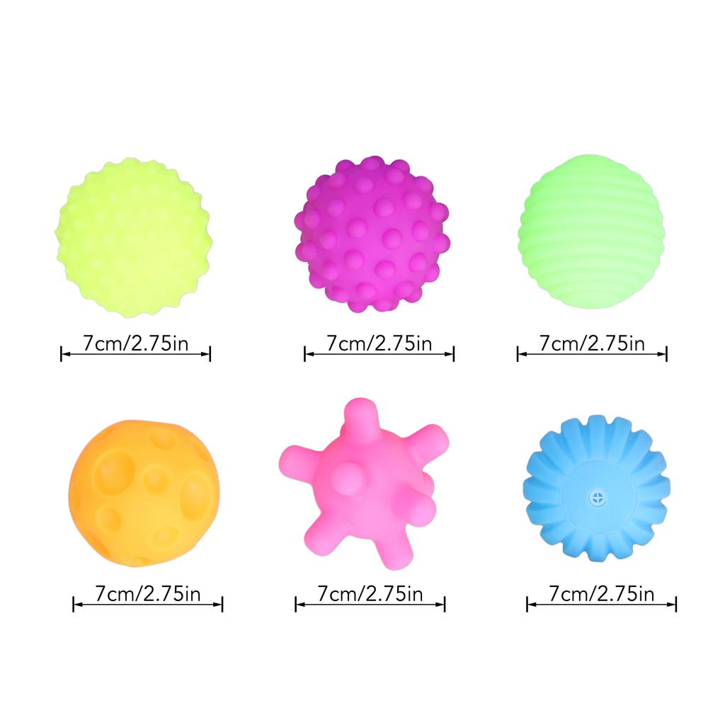 6pcs Baby Textured Set Infant Funny Soft Elastic Multicolor Squeezing Sensory Toy for Home