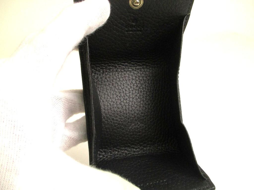 Authentic GUCCI Metal Logo Black Leather Coin Purse #a806  Refurbished