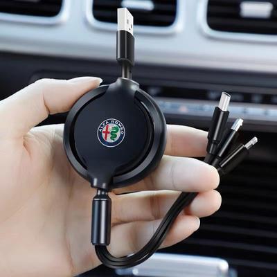 3-in-1 Micro Data Wire USB Type C Fast Charger For Alfa Romeo Giulietta GT 159 147 156 Mito Brera Giulia F1 Stelvio Volante